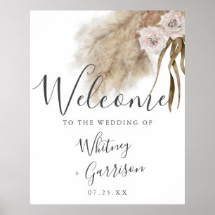 Affiche de bienvenue Boho Pampas Grass Botanical M