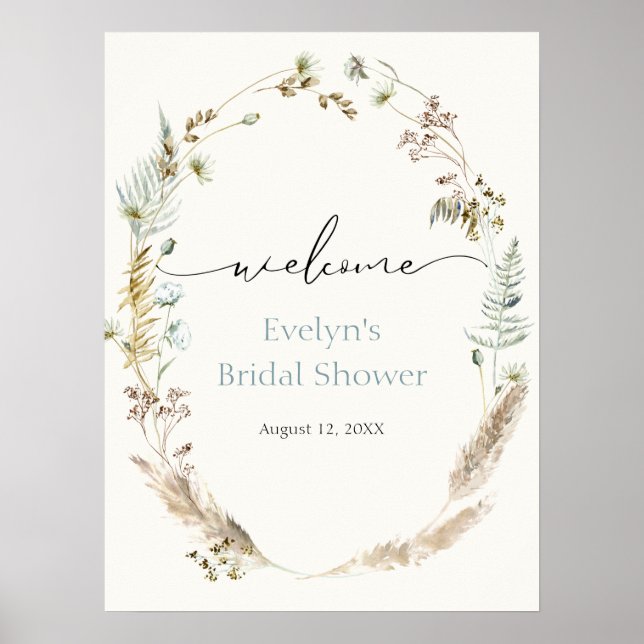 Affiche de bienvenue Bouquet de fleurs séchées d'h (Devant)