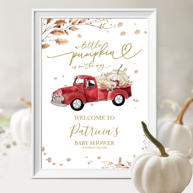 Affiche de bienvenue citrouille Baby shower d'auto (Créateur téléchargé)