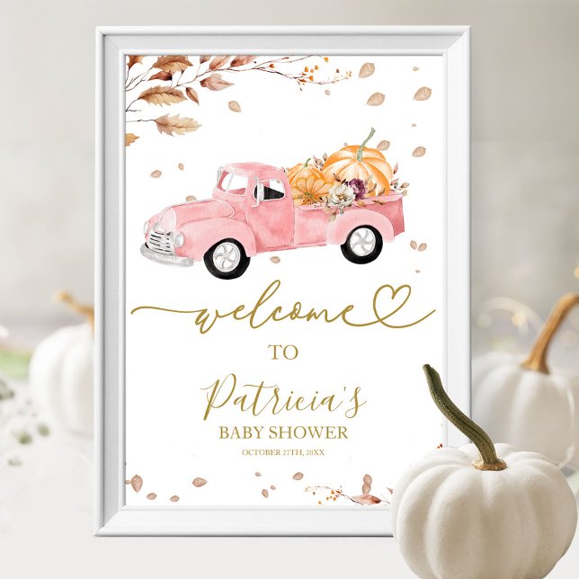 Affiche de bienvenue citrouille Baby shower d'auto (Créateur téléchargé)