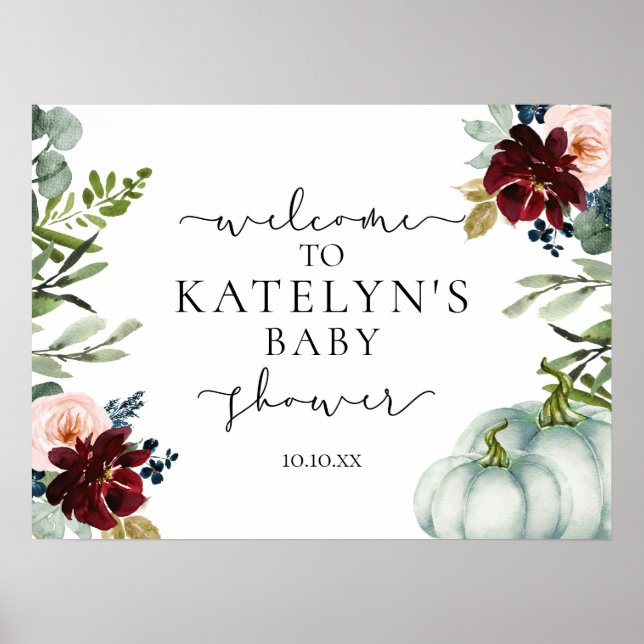 Affiche de bienvenue Citrouille blanc (Devant)