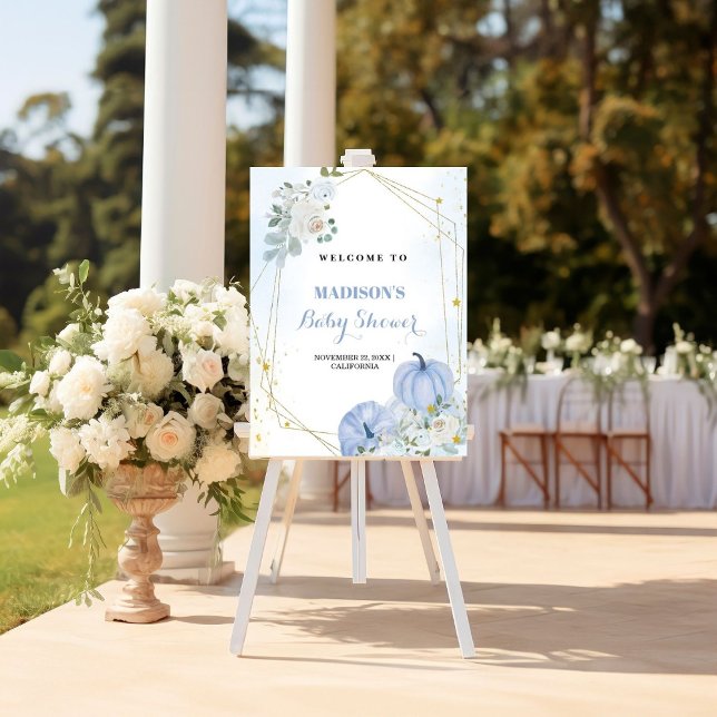 Affiche de bienvenue Citrouille  bleu automne Baby (Créateur téléchargé)