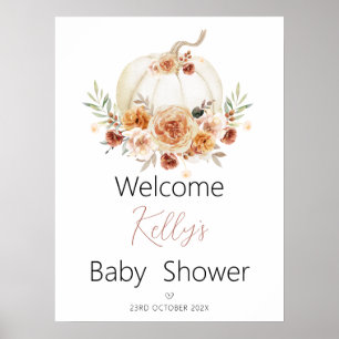 Affiche de bienvenue Citrouille de Baby shower Flo