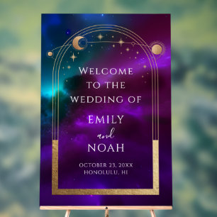 Affiche de bienvenue Cosmic Purple Gold Sun Moon S