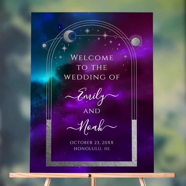 Affiche de bienvenue Cosmic Purple Turquoise Sun M (Neutre)