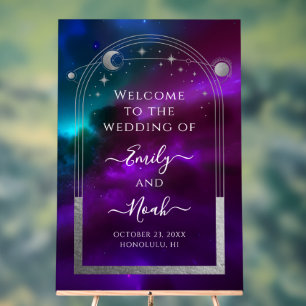 Affiche de bienvenue Cosmic Purple Turquoise Sun M