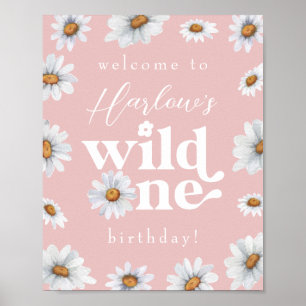 Affiche de bienvenue Daisy Wild One Girl'anniversa