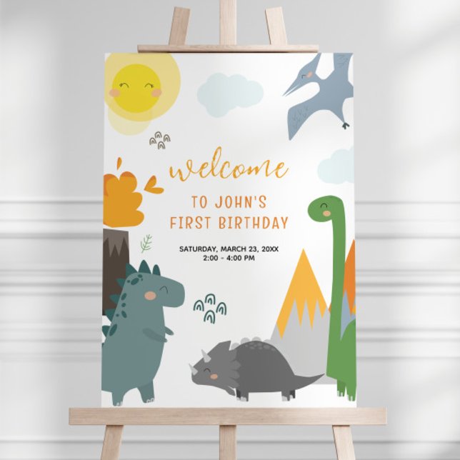 Affiche de bienvenue d'anniversaire de Dinosaur (Créateur téléchargé)