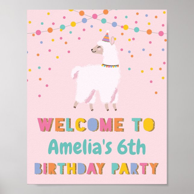 Affiche de bienvenue d'anniversaire de Llama (Devant)