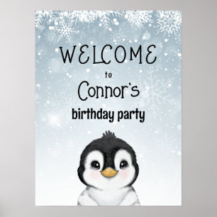 Affiche de bienvenue d'anniversaire de Penguin