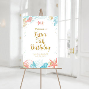 Affiche de bienvenue d'anniversaire de plage