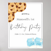 Affiche de bienvenue d'anniversaire du lait et des