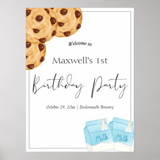 Affiche de bienvenue d'anniversaire du lait et des