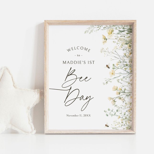 Affiche de bienvenue d'anniversaire Fleur sauvage  (Créateur téléchargé)