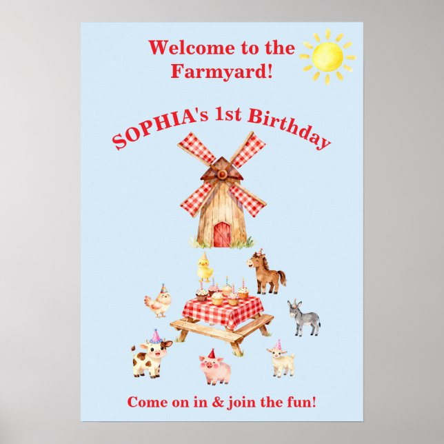 Affiche de bienvenue d'anniversaire pour les anima (Devant)