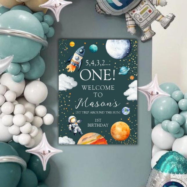 Affiche de bienvenue d'anniversaire Space One (Créateur téléchargé)
