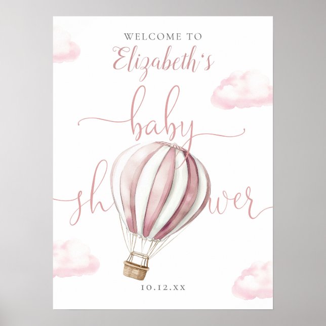 Affiche de bienvenue de Baby shower à air chaud ro (Devant)