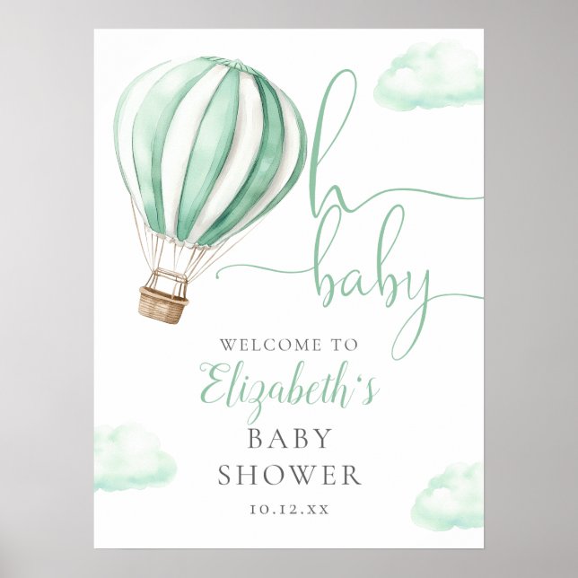 Affiche de bienvenue de Baby shower à air chaud ve (Devant)