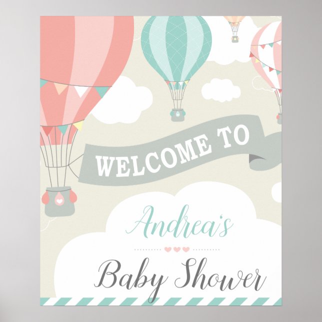 Affiche de bienvenue de Baby shower à air chaud ve (Devant)