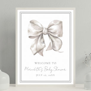 Affiche de bienvenue de Baby shower blanc