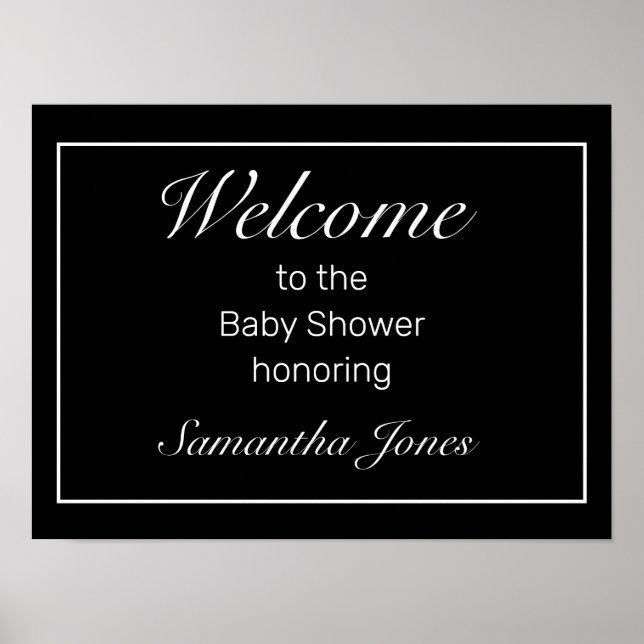 Affiche de bienvenue de Baby shower blanc minimali (Devant)