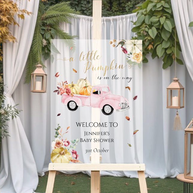 Affiche de bienvenue de Baby shower Citrouille acr (Créateur téléchargé)