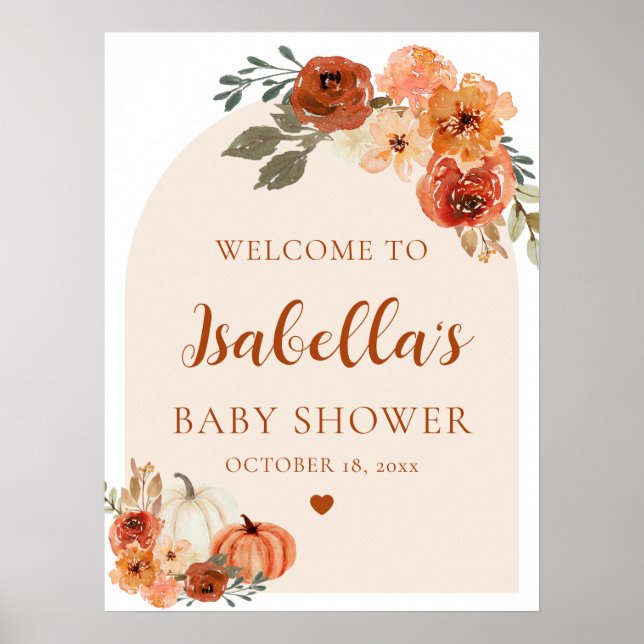 Affiche de bienvenue de Baby shower Citrouille Boh (Devant)