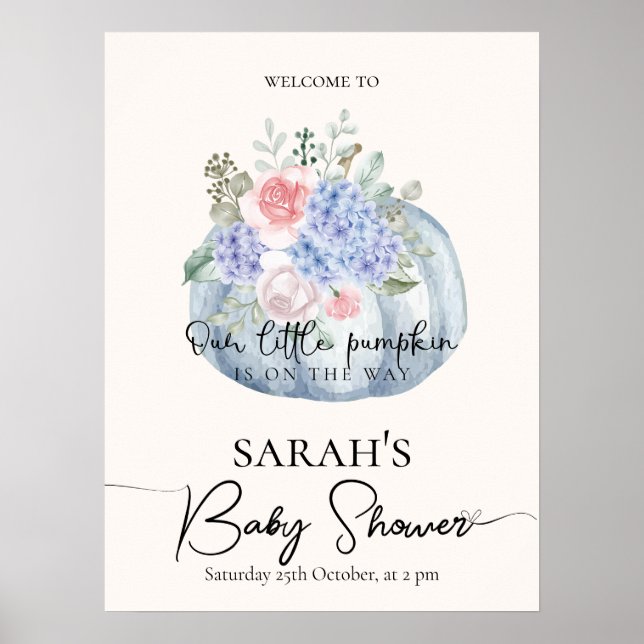 Affiche de bienvenue de Baby shower Citrouille d'a (Devant)