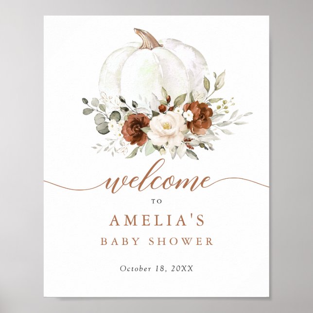 Affiche de bienvenue de Baby shower Citrouille de  (Devant)