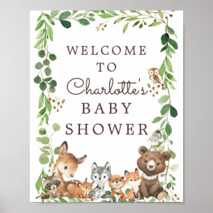 Affiche de bienvenue de Baby shower d'animaux de b