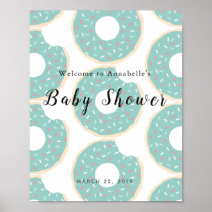 Affiche de bienvenue de Baby shower de beignes ver