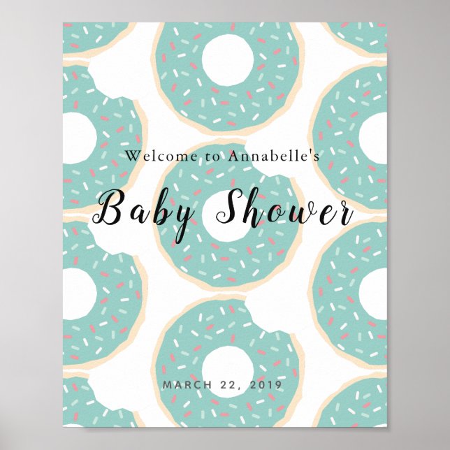 Affiche de bienvenue de Baby shower de beignes ver (Devant)