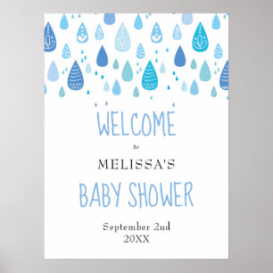 Affiche de bienvenue de Baby shower de Bleu Ciel