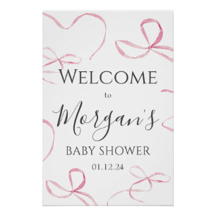 Affiche de bienvenue de Baby shower de cabot rose,