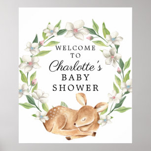 Affiche de bienvenue de Baby shower de cerfs de bo
