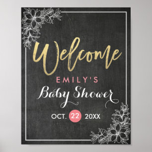 Affiche de bienvenue de Baby shower de charpente d