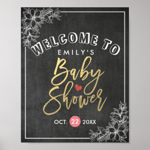 Affiche de bienvenue de Baby shower de charpente d