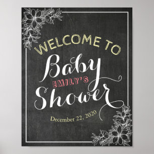 Affiche de bienvenue de Baby shower de charpente d