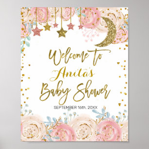 Affiche de bienvenue de Baby shower de scintille d