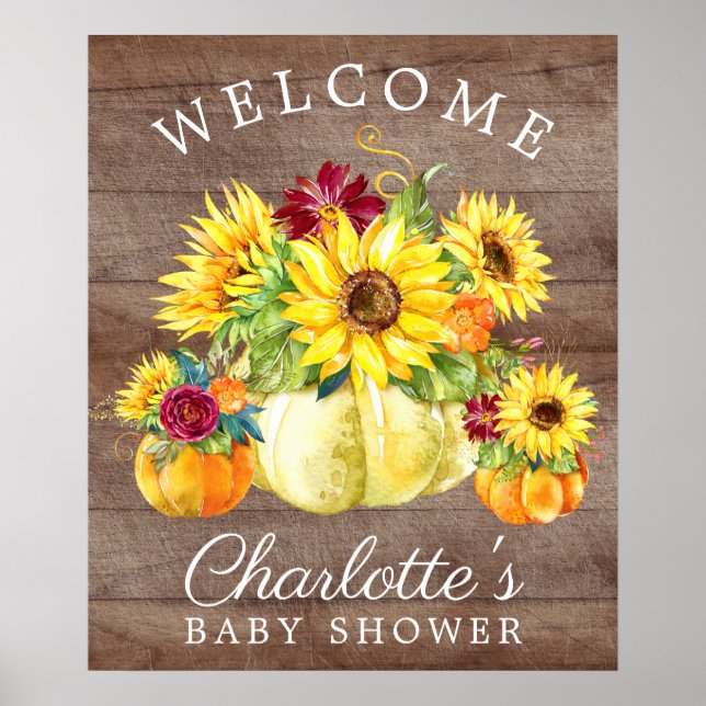 Affiche de bienvenue de Baby shower de tournesol C (Devant)