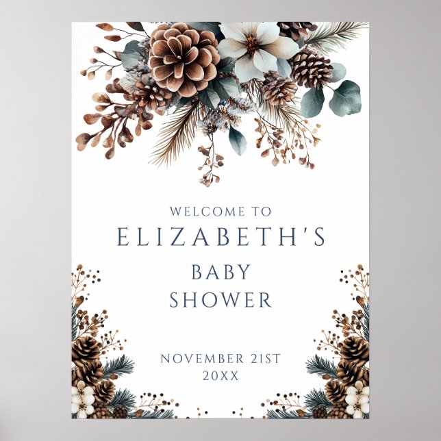 Affiche de bienvenue de Baby shower d'hiver de for (Devant)