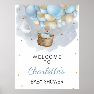 Affiche de bienvenue de Baby shower d'ours à air c