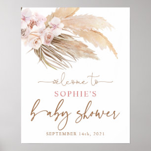 Affiche de bienvenue de Baby shower en laiton Boho
