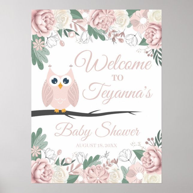Affiche de bienvenue de Baby shower Floral de Chou (Devant)
