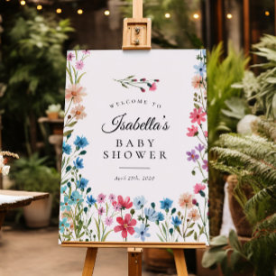 Affiche de bienvenue de Baby shower Floral Petit F