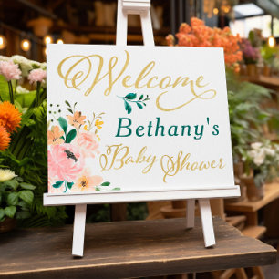 Affiche de bienvenue de Baby shower Floral Petit F
