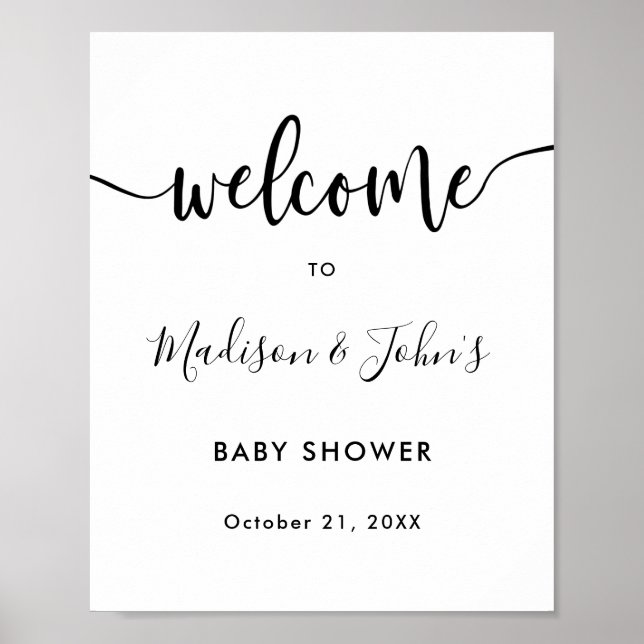Affiche de bienvenue de Baby shower monochrome de  (Devant)