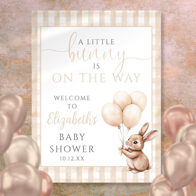 Affiche de bienvenue de Baby shower neutre de Litt (Little Bunny Neutral Baby Shower Welcome Sign)