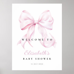 Affiche de bienvenue de Baby shower rose Bow