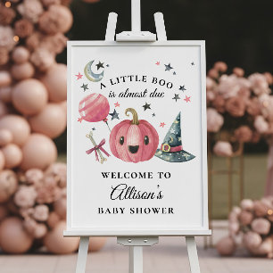 Affiche de bienvenue de Baby shower rose de Little